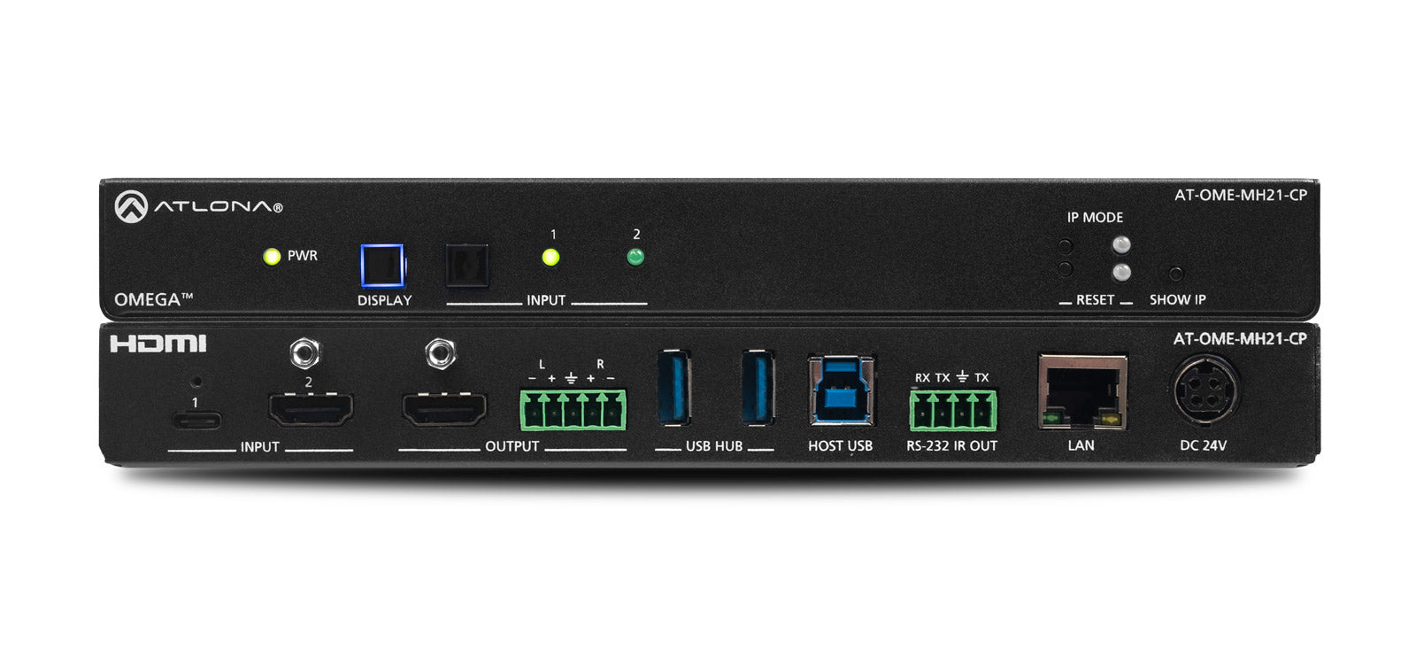 Atlona Two-Input Switcher with USB-C and HDMI Inputs plus USB Hub and