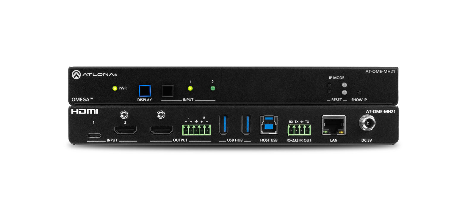 Atlona Two-Input Switcher with USB-C and HDMI Inputs plus USB Hub