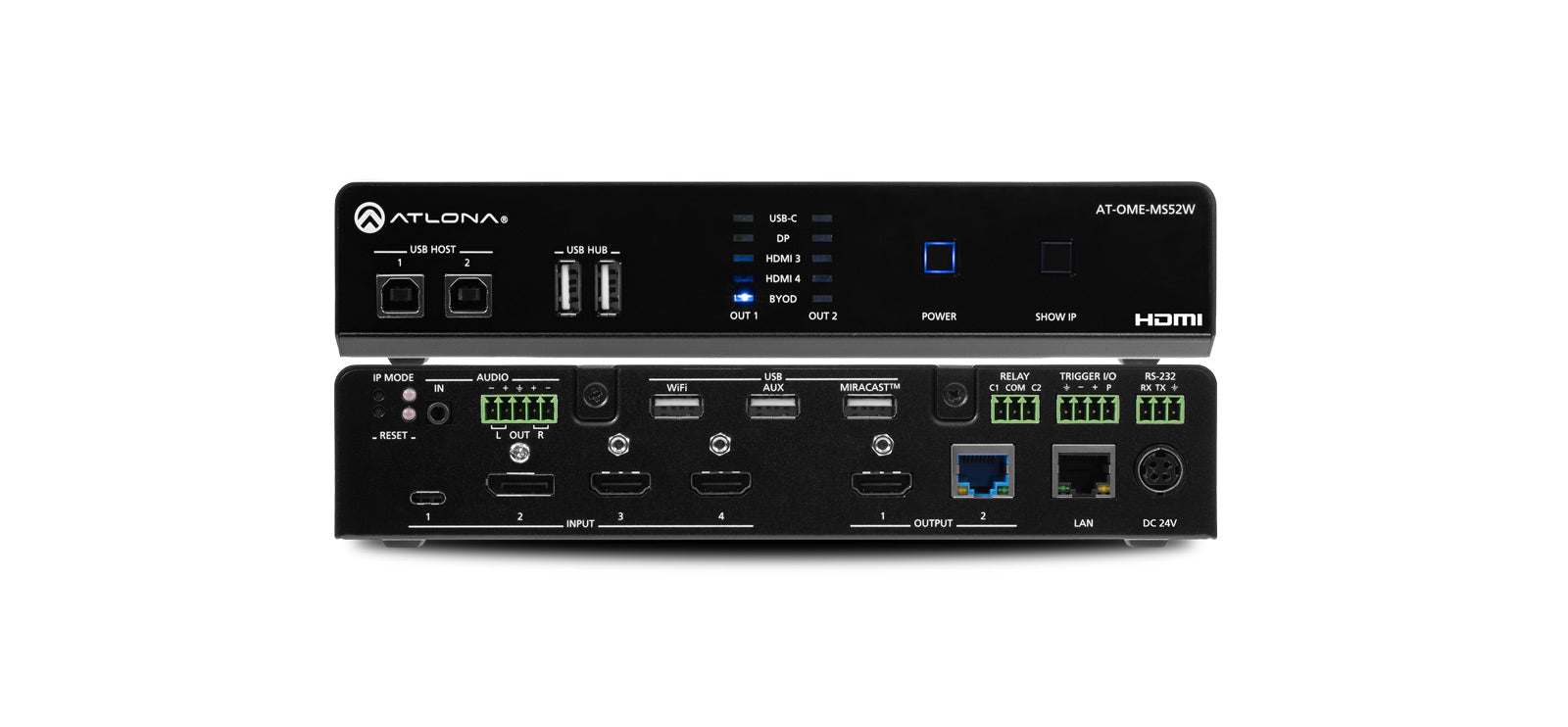 Atlona 5×2 Matrix Switcher with USB Hub and Wireless Link