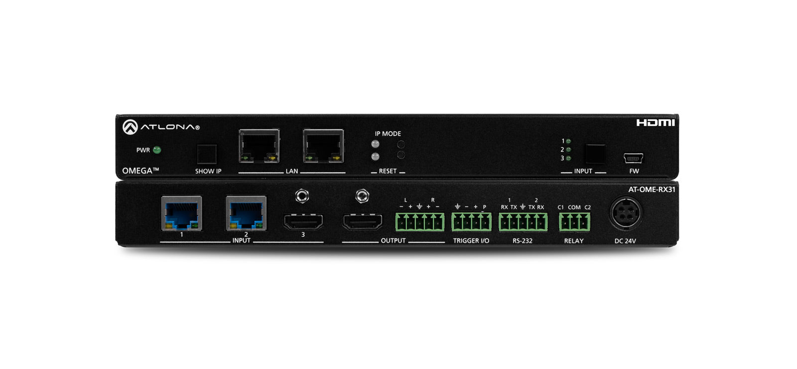 Atlona 3×1 AV Switcher and Dual HDBaseT Receiver with Scaler and HDMI Input