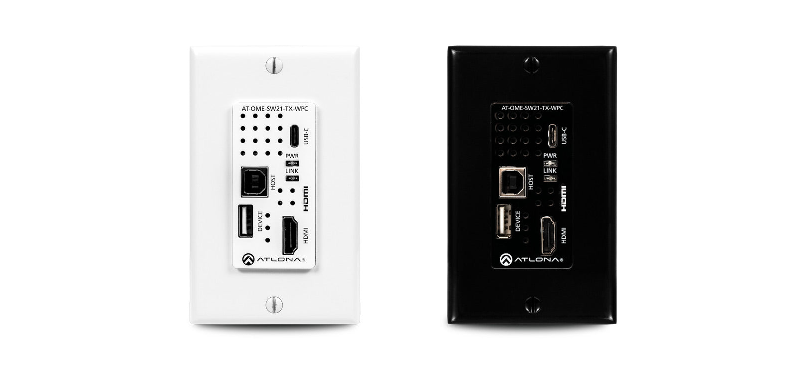 Atlona Wallplate HDBaseT Transmitter with USB-C and HDMI Inputs plus USB Hub