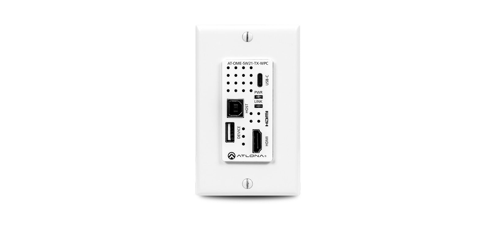 Atlona Wallplate HDBaseT Transmitter with USB-C and HDMI Inputs plus USB Hub