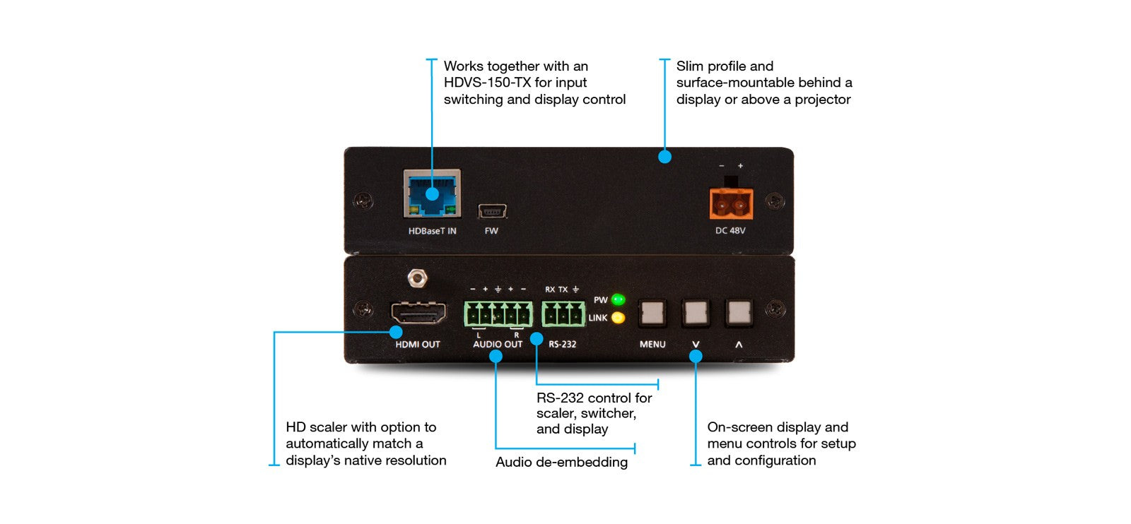 Atlona HDVS-150-KIT HDBaseT TX/RX with Three-Input Switcher and HD Scaler