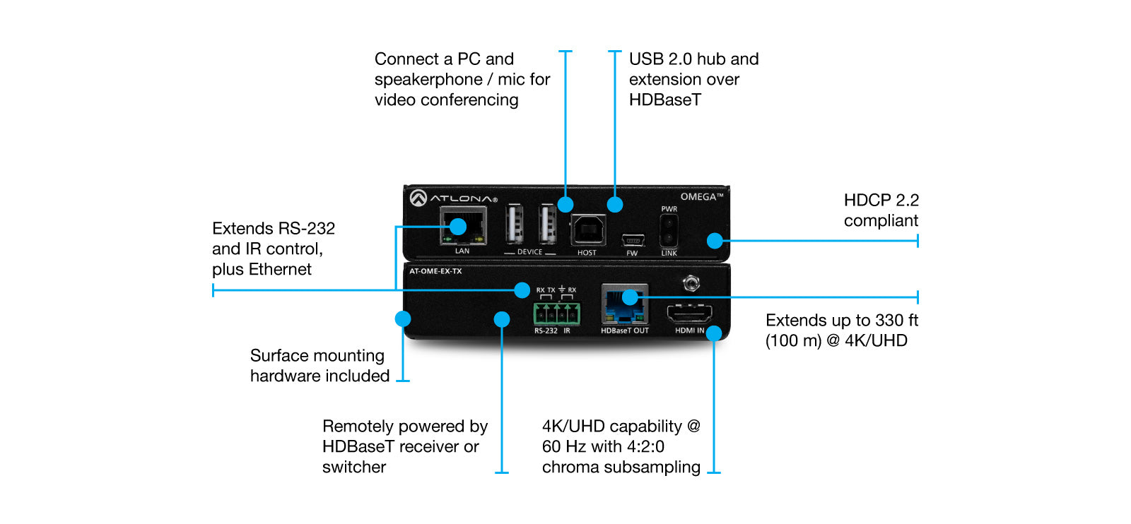 Atlona AT-OME-EX-TX HDBaseT Transmitter for HDMI with USB